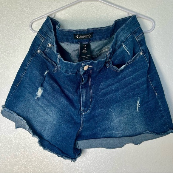 Nanette Lepore Pants - Nanette Lepore Blue Jean Shorts Distressed Raw-Edge Hem